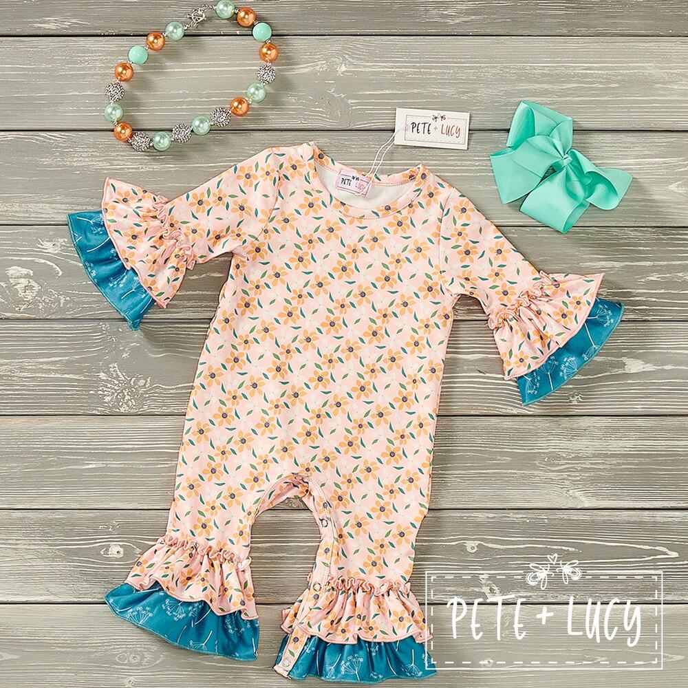 PETE + LUCY Chloe Floral Tiered Long Sleeve Romper 18-24 Months NEW Spring